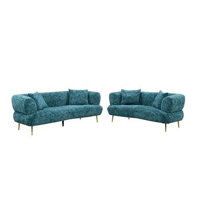 Feraz 3 + 2 Fabric Sofa Set - Aquamarine Blue