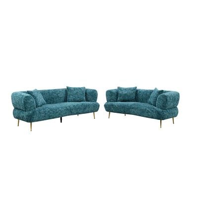 Feraz 5-Seater Fabric Sofa Set - Aquamarine Blue - With 2-Year Warranty