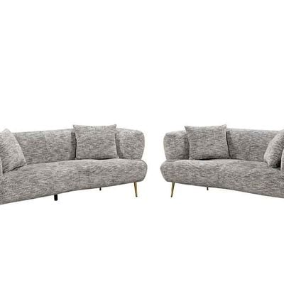 Feraz 5-Seater Fabric Sofa Set - Light Grey - With 2-Year Warranty