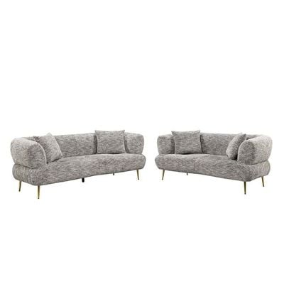 Feraz 5-Seater Fabric Sofa Set - Light Grey - With 2-Year Warranty
