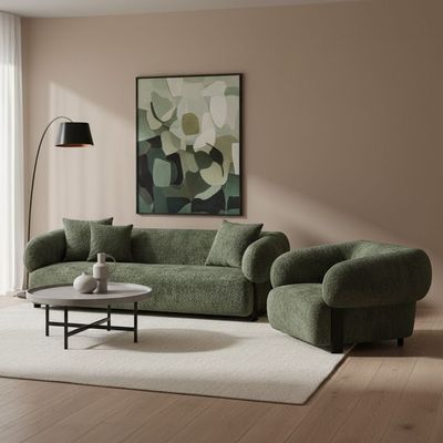 Trinity Fabric 3+1 Seater Sofa Set - Green