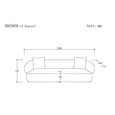 Trinity Fabric 3 Seater Sofa - Green