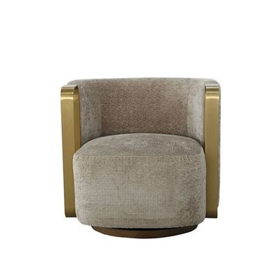 Lizeth Fabric 1-Seater Sofa - Light Brown/Gold - With 2-Year Warranty 