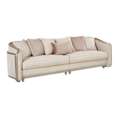 Arwanda 4+2+1+1 Seater Fabric Sofa Set - Beige / Brown