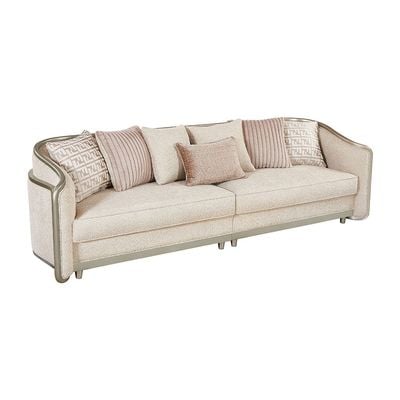 Arwanda 4 Seater Fabric Sofa - Beige / Brown