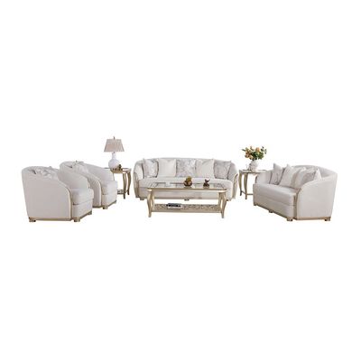 Granado 3+2+1+1 Seater Fabric Sofa Set- Beige / Brown