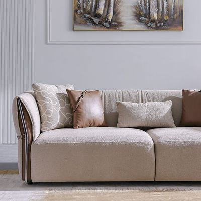 Union 3 Seater Fabric Sofa -  Beige / Brown