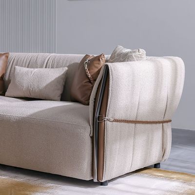 Union 3 Seater Fabric Sofa -  Beige / Brown