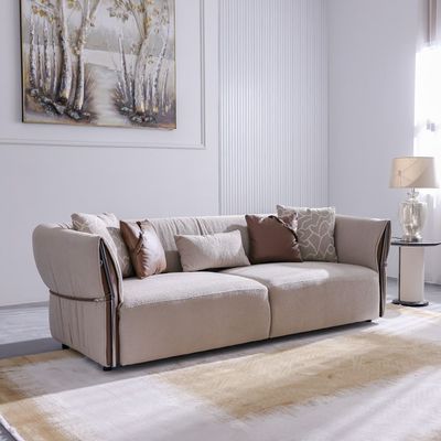 Union 3 Seater Fabric Sofa -  Beige / Brown