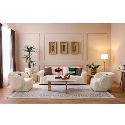 Cooper 3 Seater Fabric Sofa -  Beige / Brown