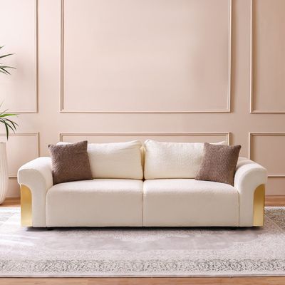 Cooper 3 Seater Fabric Sofa -  Beige / Brown