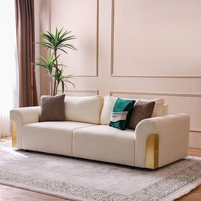 Cooper 3 Seater Fabric Sofa -  Beige / Brown