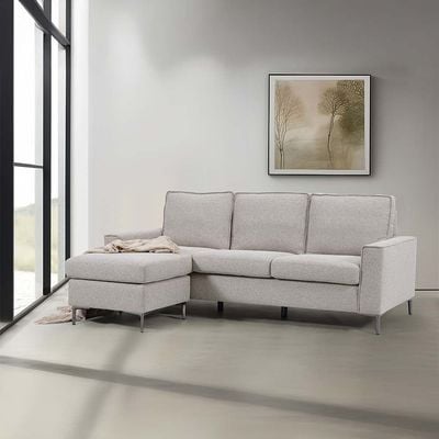 Soderman Reversible Corner Fabric Sofa - Light Grey - With 2-Year Warranty