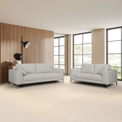 Darcia 3 + 2 Fabric Sofa Set - Light Grey