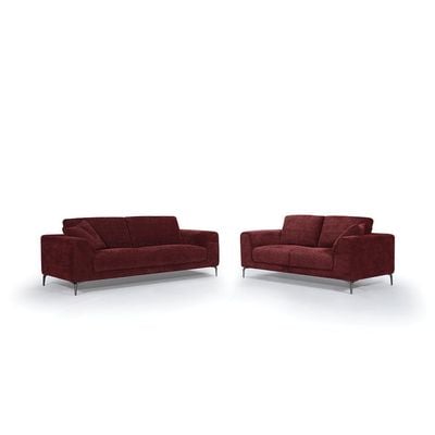 Darcia 3 + 2 Fabric Sofa Set - Burgundy