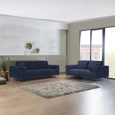 Darcia 3 + 2 Fabric Sofa Set - Blue