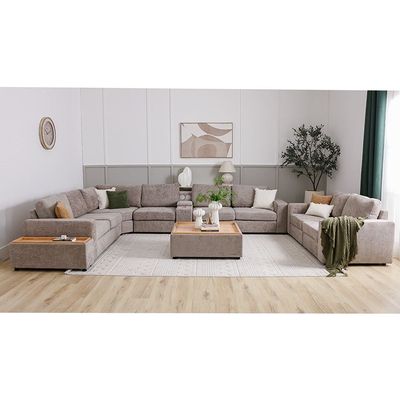 Odum 8 Seater Modular Sectional Sofa Set- Brown