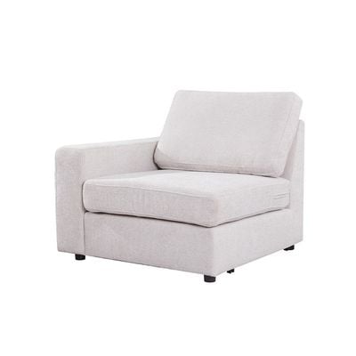 Odum 1-Seater Fabric Sofa with Left Arm - Grey/White - With 2-Year Warranty