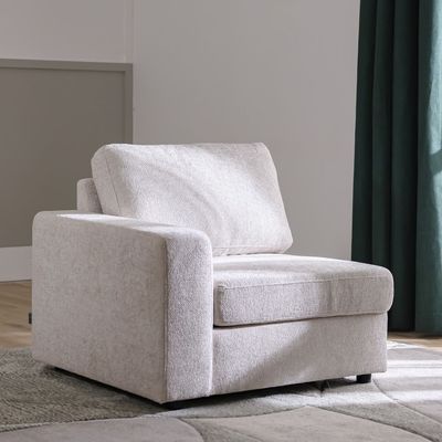 Odum 1-Seater Fabric Sofa with Left Arm - Grey/White - With 2-Year Warranty