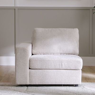 Odum 1-Seater Fabric Sofa with Left Arm - Grey/White - With 2-Year Warranty