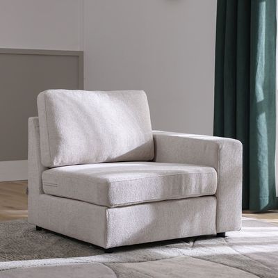 Odum 1-Seater Fabric Sofa with Right Arm - Grey/White - With 2-Year Warranty