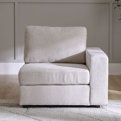 Odum 1-Seater Fabric Sofa with Right Arm - Grey/White - With 2-Year Warranty