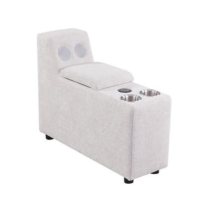 Odum Fabric Console with Storage + Speaker + 2 Cup Holders + Charger - Grey/White - With 2-Year Warranty