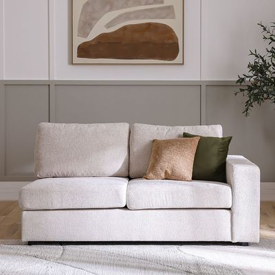 Odum 2-Seater Left Arm Fabric Modular Sofa - Greyish White - With 2-Year Warranty
