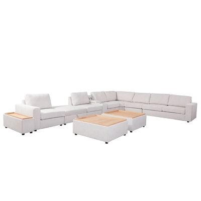 Odum 2-Seater Right Arm Fabric Modular Sofa - Greyish White - With 2-Year Warranty