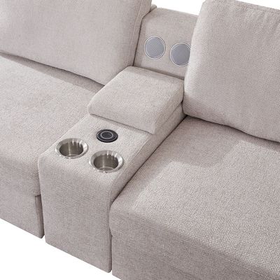 Odum 2-Seater Right Arm Fabric Modular Sofa - Greyish White - With 2-Year Warranty