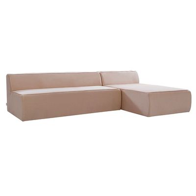 Monowi Right Corner Velvet Fabric Sofa - Beige