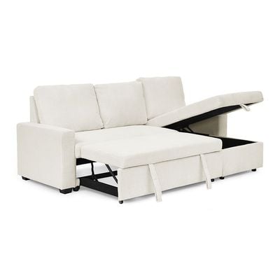 Serta Reversible Corner Fabric Sofabed W/ Storage And Drop Table + Cup Holders  - Beige