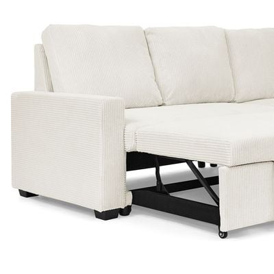 Serta Reversible Corner Fabric Sofabed W/ Storage And Drop Table + Cup Holders  - Beige