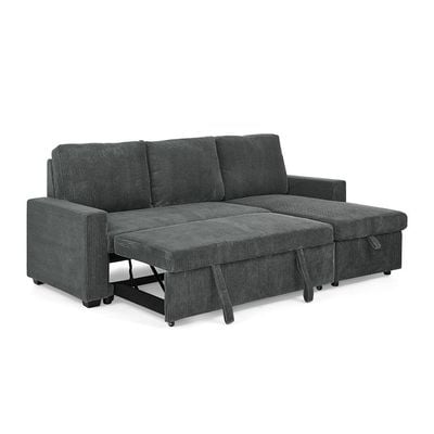 Serta Reversible Corner Fabric Sofabed W/ Storage And Drop Table + Cup Holders  - Grey