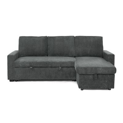 Serta Reversible Corner Fabric Sofabed W/ Storage And Drop Table + Cup Holders  - Grey