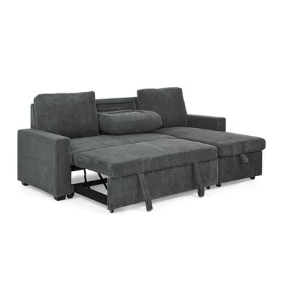 Serta Reversible Corner Fabric Sofabed W/ Storage And Drop Table + Cup Holders  - Grey