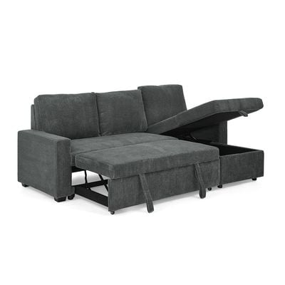 Serta Reversible Corner Fabric Sofabed W/ Storage And Drop Table + Cup Holders  - Grey