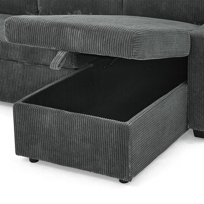 Serta Reversible Corner Fabric Sofabed W/ Storage And Drop Table + Cup Holders  - Grey