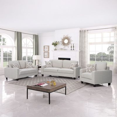 Anders 3 Seater Fabric Sofa - Beige 