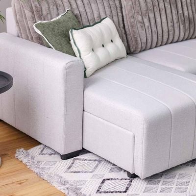 Alcantara  Reversible Corner Fabric Sofabed w/  Storage  - Grey / Dark Grey