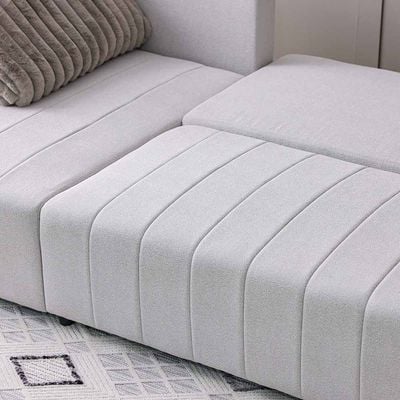 Alcantara  Reversible Corner Fabric Sofabed w/  Storage  - Grey / Dark Grey