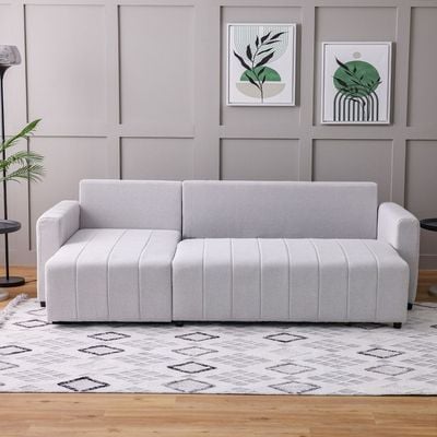 Alcantara  Reversible Corner Fabric Sofabed w/  Storage  - Grey / Dark Grey