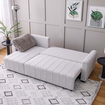 Alcantara 4-Seater Reversible Corner Fabric Sofa Bed with Storage - Grey/Dark Grey - With 2-Year Warranty