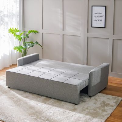 Aziyah  Pull-out Fabric Sofa Bed w/ Storage  - Brown