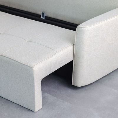 Aziyah  Pull-out Fabric Sofa Bed w/ Storage  - Light Grey