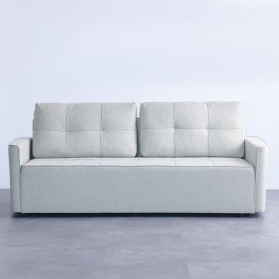 Aziyah  Pull-out Fabric Sofa Bed w/ Storage  - Light Grey