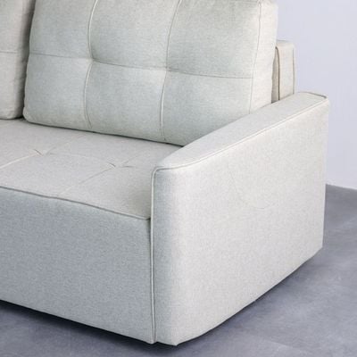 Aziyah  Pull-out Fabric Sofa Bed w/ Storage  - Light Grey