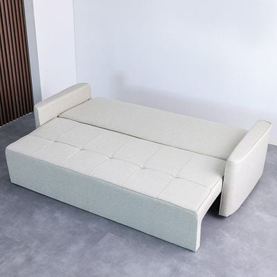 Aziyah  Pull-out Fabric Sofa Bed w/ Storage  - Light Grey