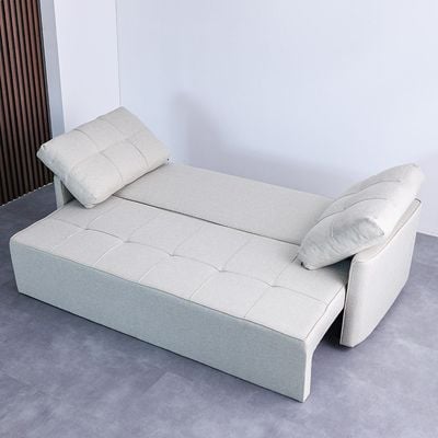 Aziyah  Pull-out Fabric Sofa Bed w/ Storage  - Light Grey