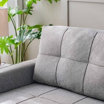 Aziyah  Pull-out Fabric Sofa Bed w/ Storage  - Light Grey